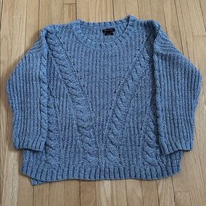 Massimo Dutti light blue 3/4 sleeves knit fisherman sweater medium